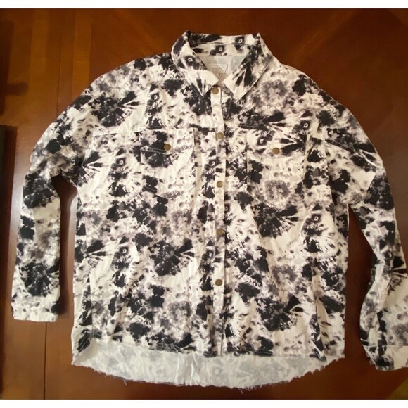 Mudpie Sterling Shacket Black‎ Tie Dye Jacket Shacket NWOT Size M - Picture 5 of 12